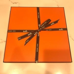 Authentic Hermes Orange box w/ ribbon and tissue